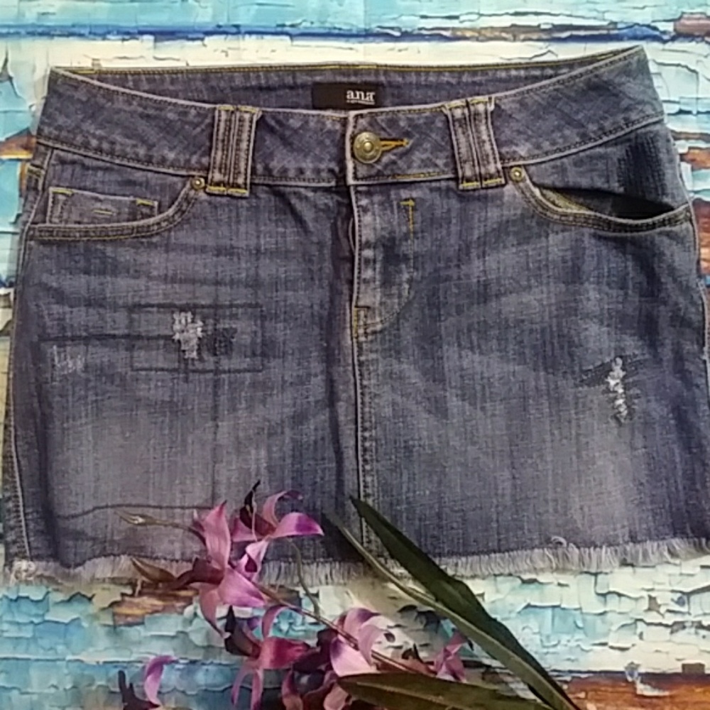 A.N.A Womens Blue Jean Skirt 8